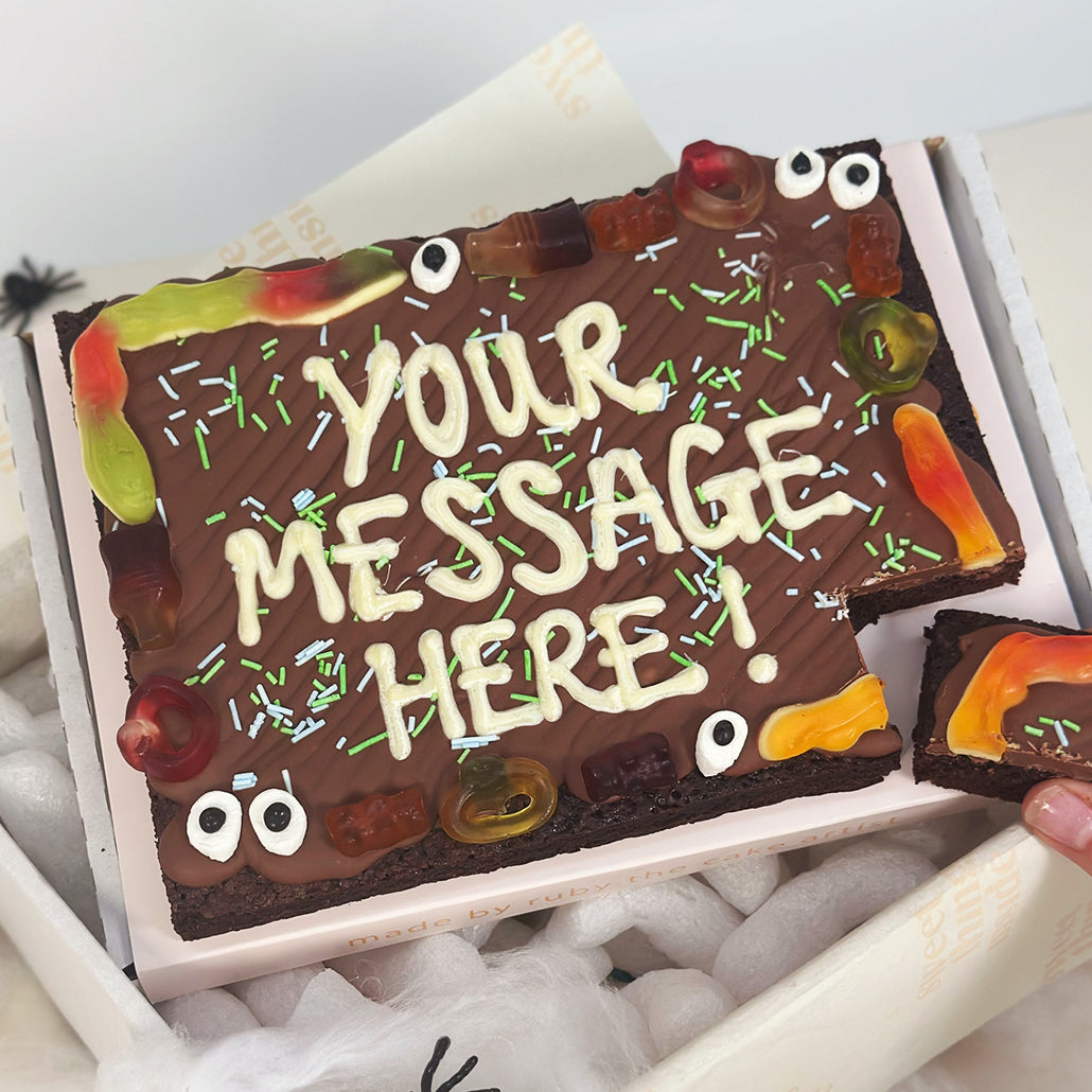 Personalised Halloween Letterbox Brownie Slab