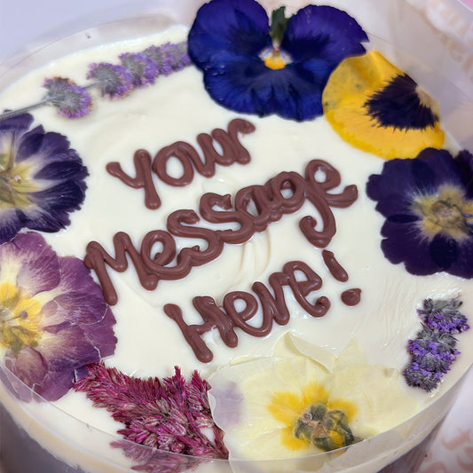 Personalised Floral Brownie Cake