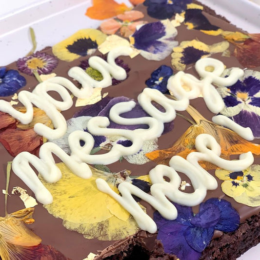 Personalised Floral Brownie Slab