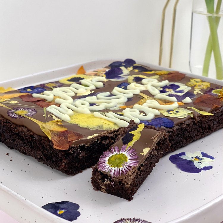 Personalised Floral Brownie Slab