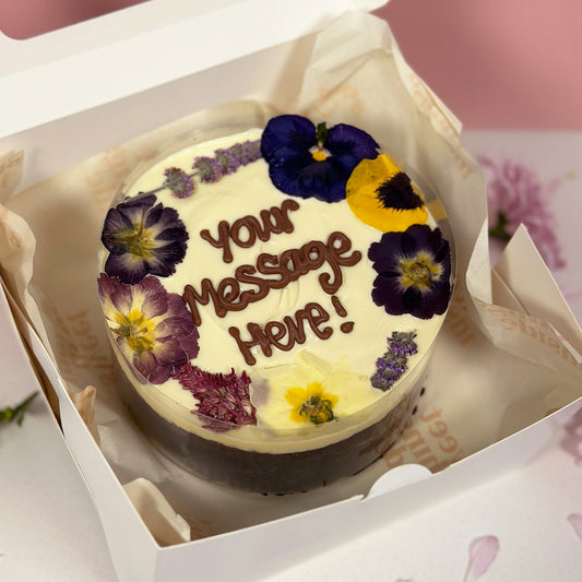 Personalised Floral Brownie Cake