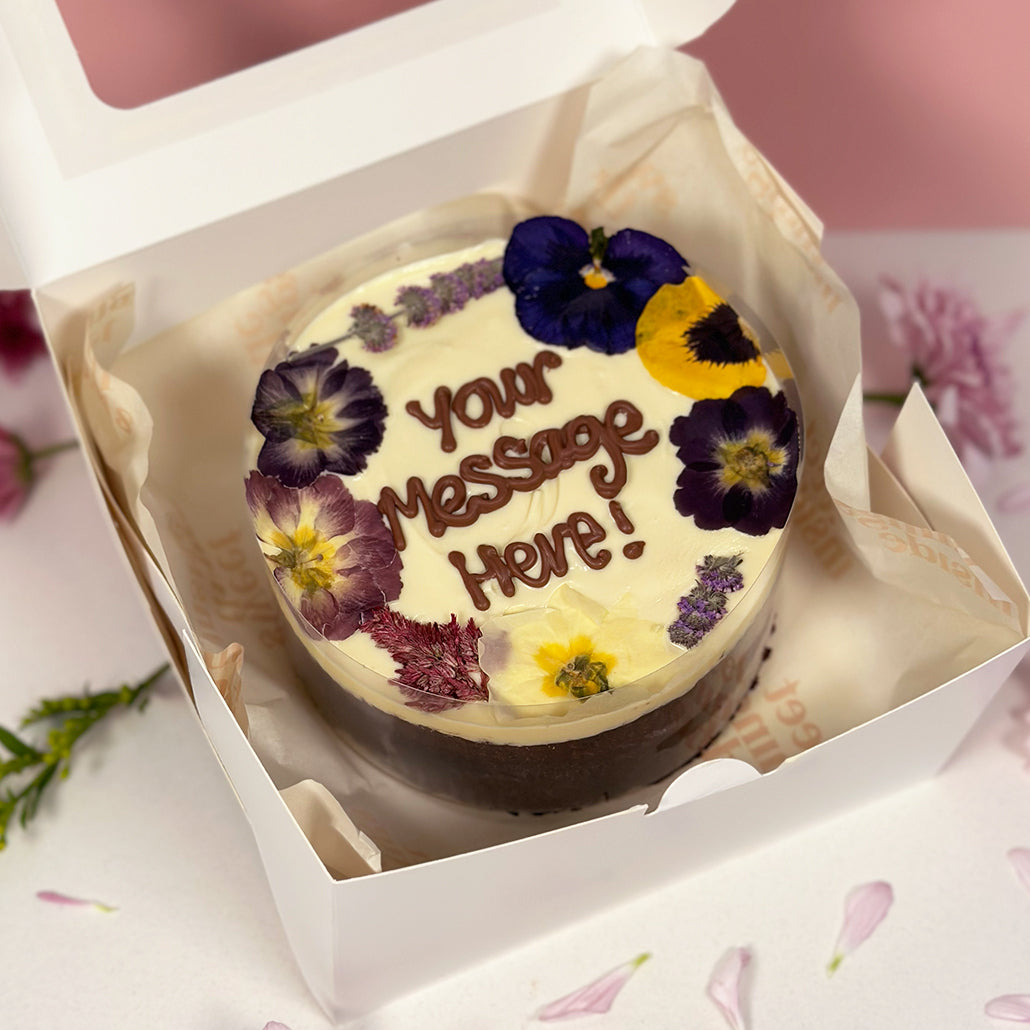 Personalised Floral Brownie Cake