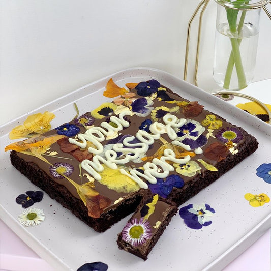 Personalised Floral Brownie Slab